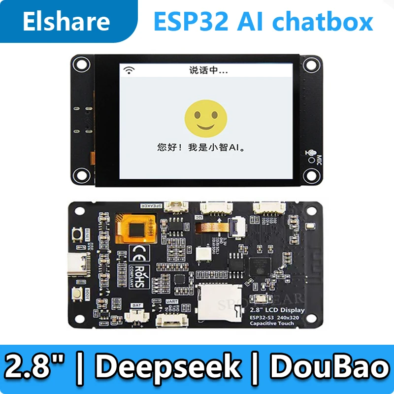 

Робот DeepSeek AI с голосовым чатом, 2,8-дюймовый экран, макетная плата ESP32 S3, 2,8-дюймовый дисплей для Xiaozhi
