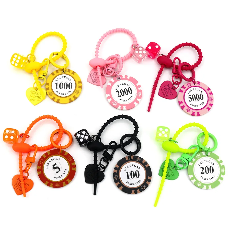 Good Luck Chip Keychain Pendant Club Number Plates Creative Backpack Bag Accessories Trendy Strategy Key Chain Dice Stylish Gift image 4