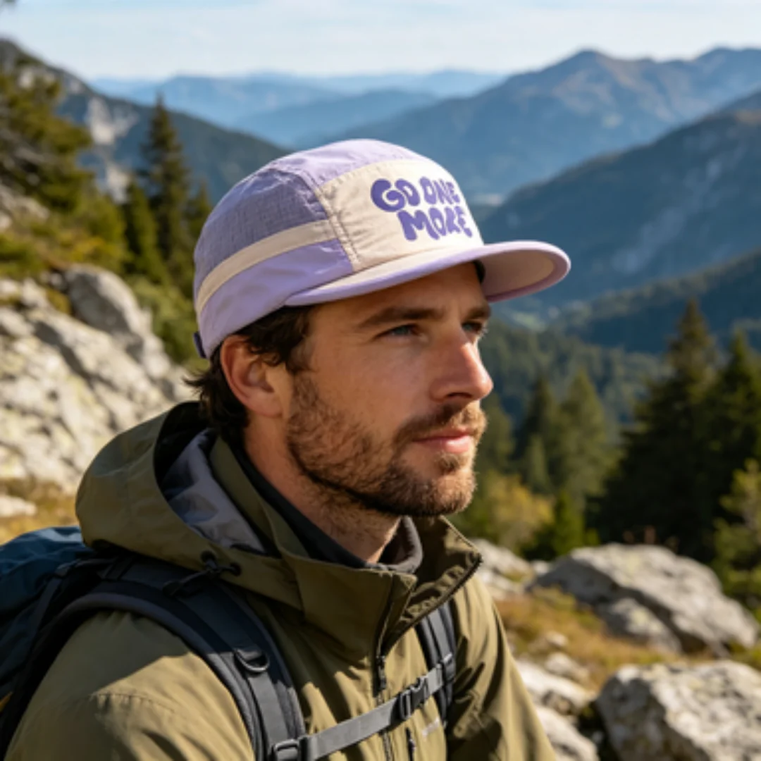 Bestseller GO ONE MORE Buchstaben-Print 5-Panel-Kappe Schnell Trocknende Mesh-Splicing Baseballkappe Outdoor-Sport Laufmützen für Männer und Frauen – Detail 23