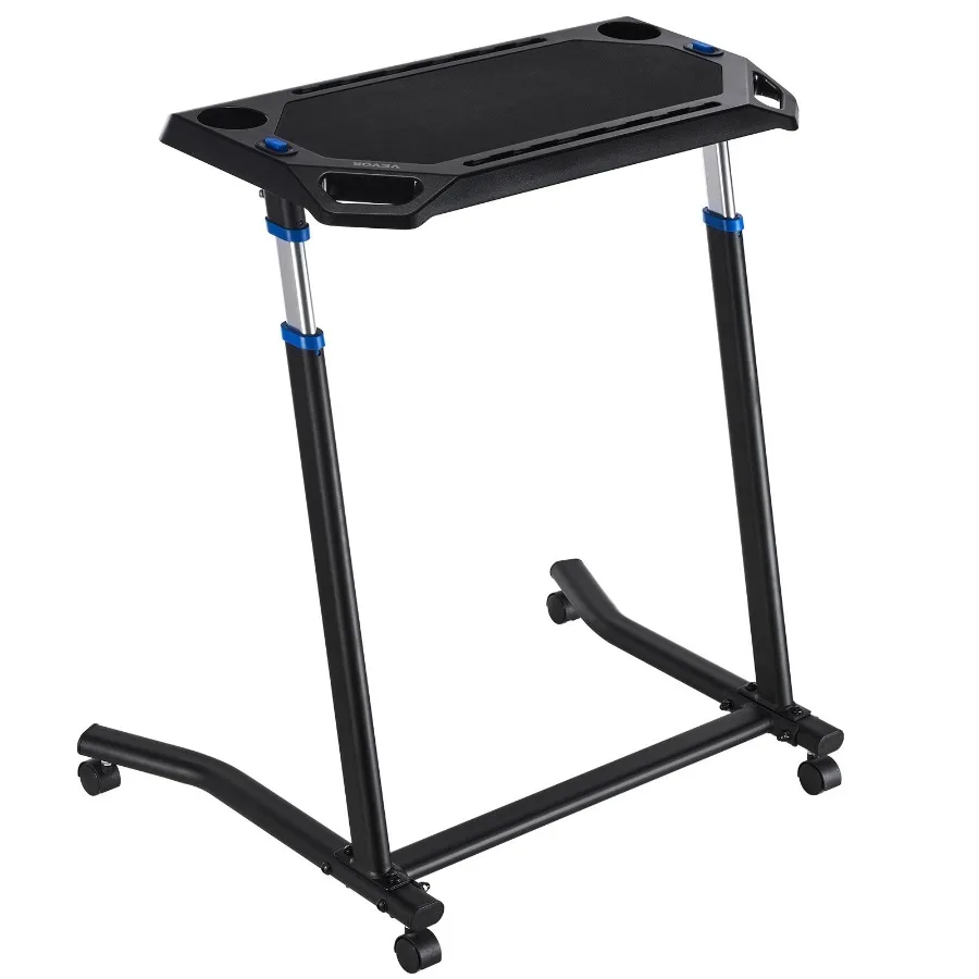 Cycling Desk, Mobile Foldable Multi-Functional Bike Trainer and Treadmill Desk With Lockable Wheels, Non-Slip Multi-Slot Bike T