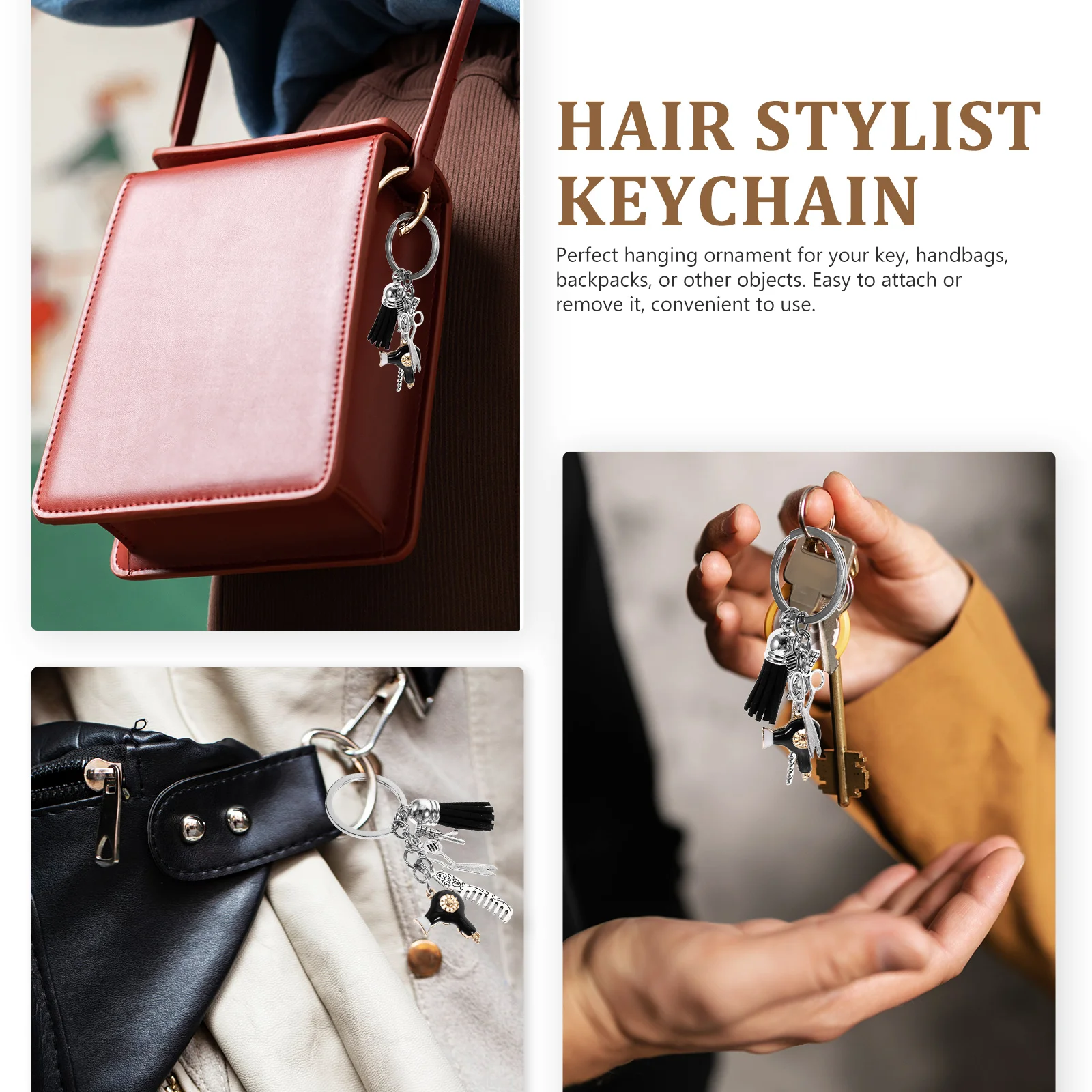 Bag Hanging Decor Hair Stylist Pendant Key Chain Dryer Hairdressing Holder Barber Keychain Hairdresser Jewelry Backpack