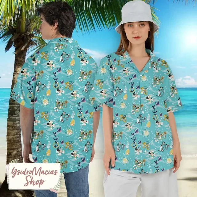 Disney Hawaii Men\'s Short-sleeved Shirt, Button-up Shirt Fashion Party Summer Wear