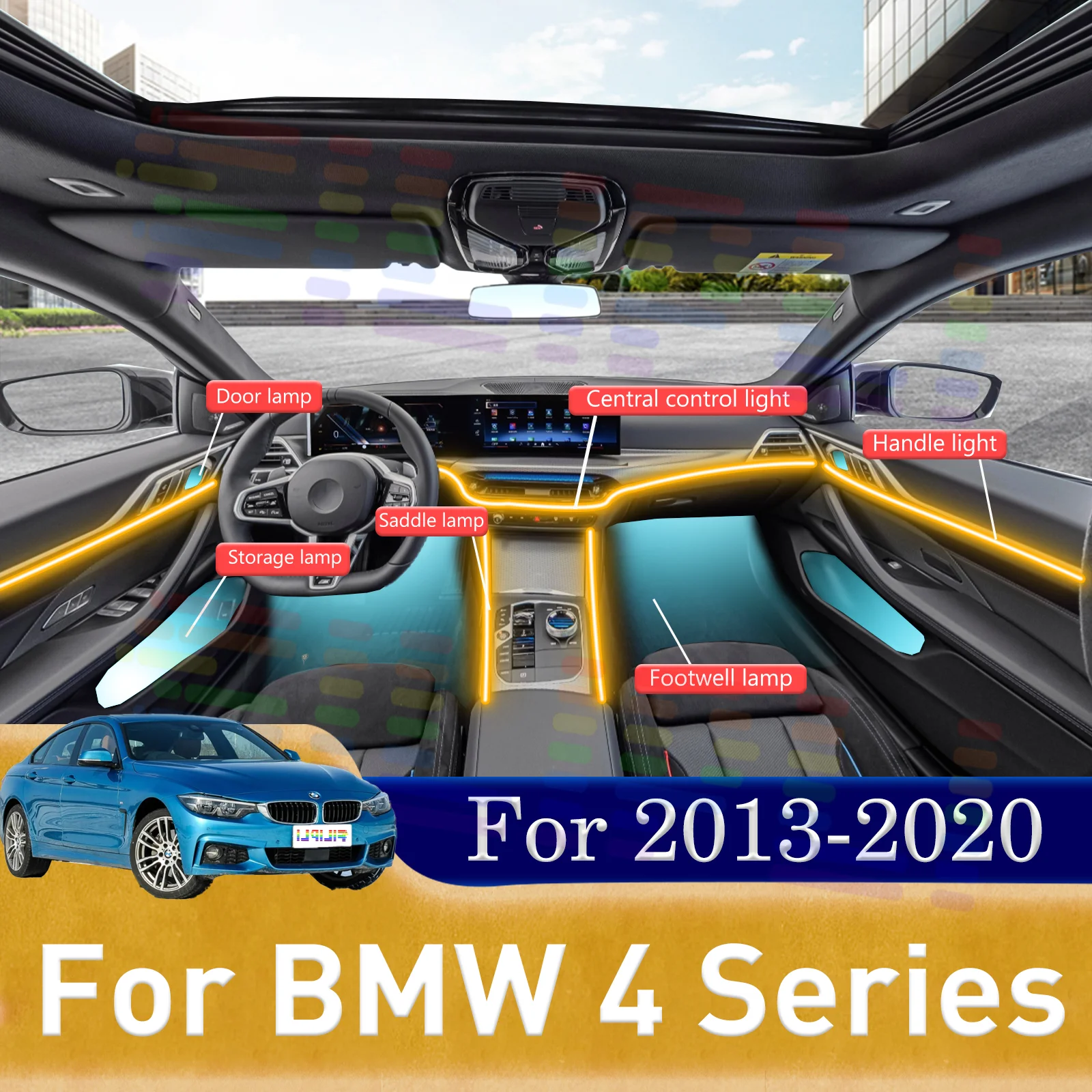 

Для BMW 4series F32 F33 F36 G22 G23 G26 Сделать вождение ко Дню святого Валентина более романтических со скрытыми светодиодными полосами для интерьера автомобиля