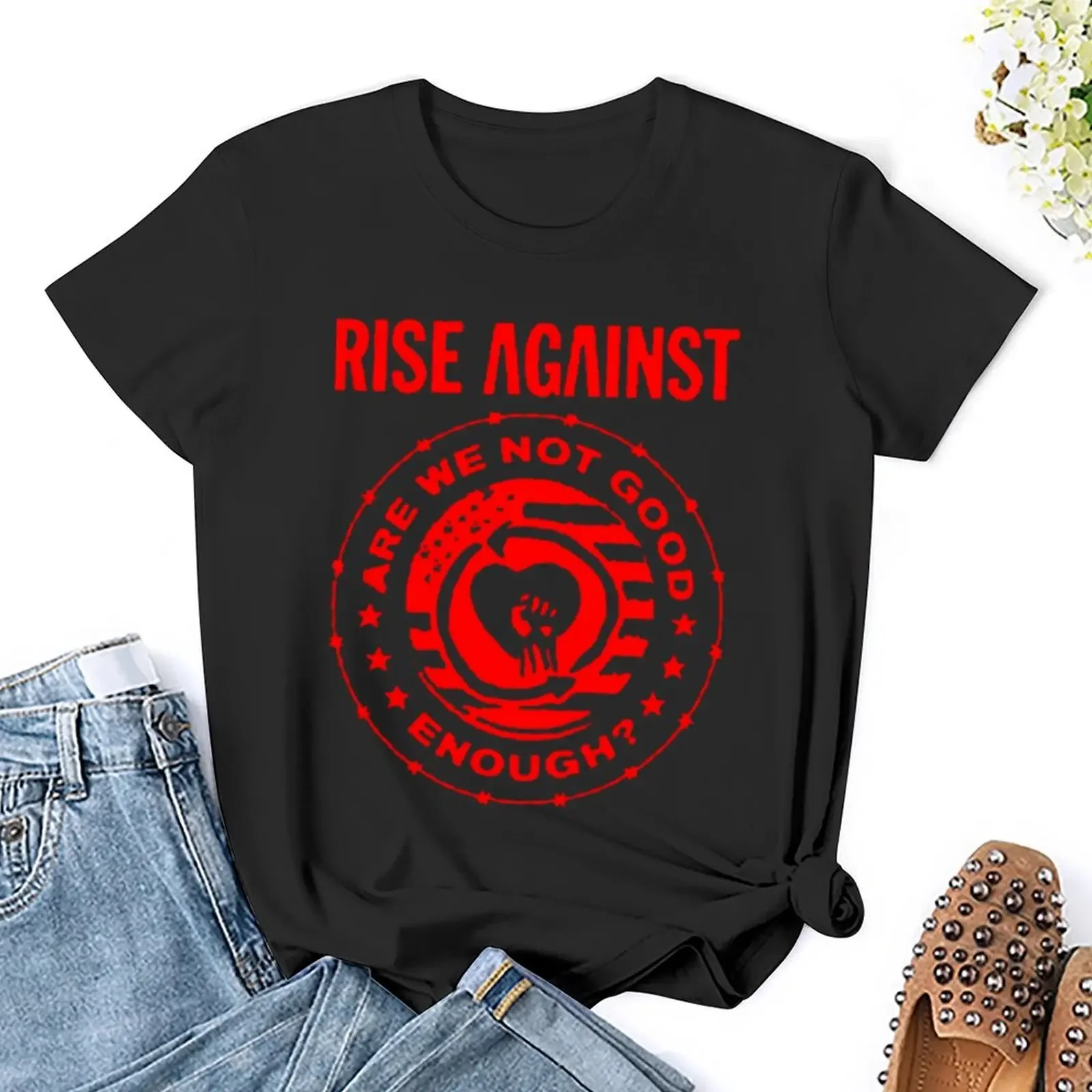 

LE 2024 Rise Against Logo Band Music Punk Rock T shirt female hippie clothes Woman clothes Fashion