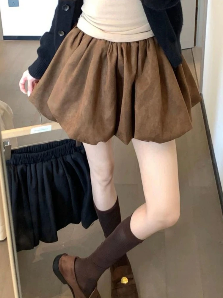 Skirts Women High Street Fashion Autumn Vintage Mini Korean Clubwear Cozy Aesthetic Casual Basic Feminine Solid All-match Faldas
