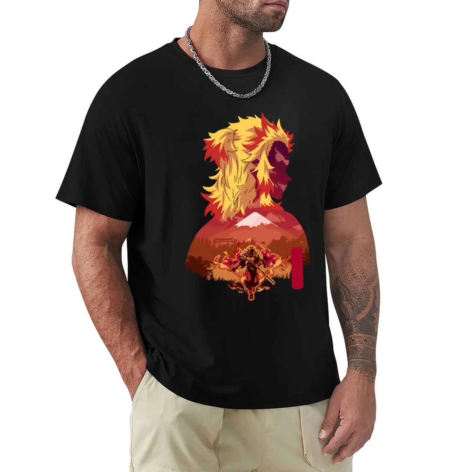 Copy Of The Flame Pillar T-Shirt Relaxed Casual Short Sleeve Tee