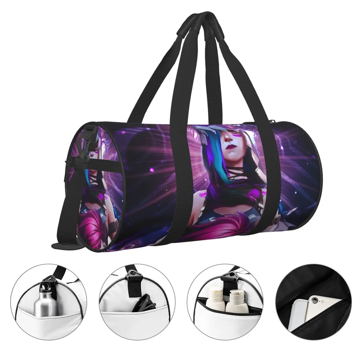 Jinx Arcane Cartoon Gym Bag Travel Training Sports Bags Men Women Custom Large Funny Fitness Bag Portable Handbags