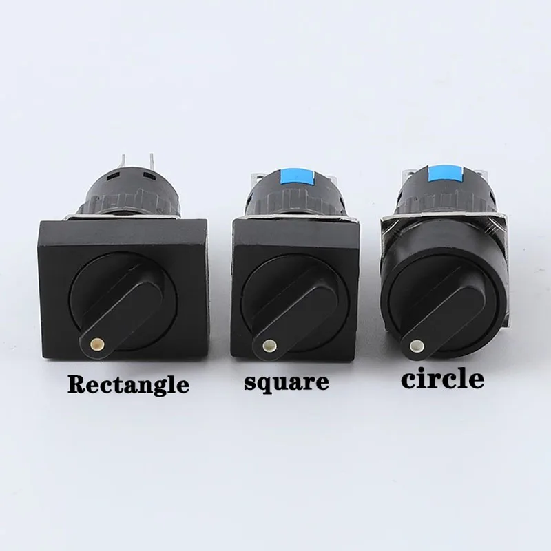 16mm 2 3 Positions Latching Self Lock 3/6 pins Push Rotary Button Switch Round Selector Switch Round/Square/Rectangular Head