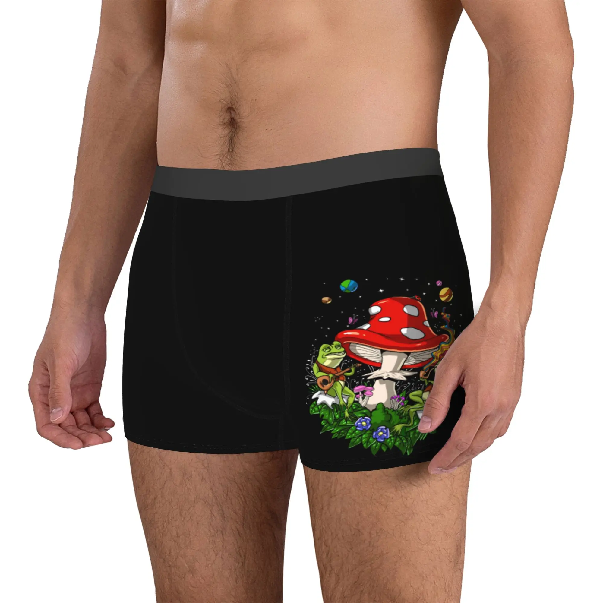 Custom Male Fashion Psychedelic Bufo Toad Magic Mushroom  Psilocybin Fungi Boxer Briefs Breathable Shorts Panties Underpants