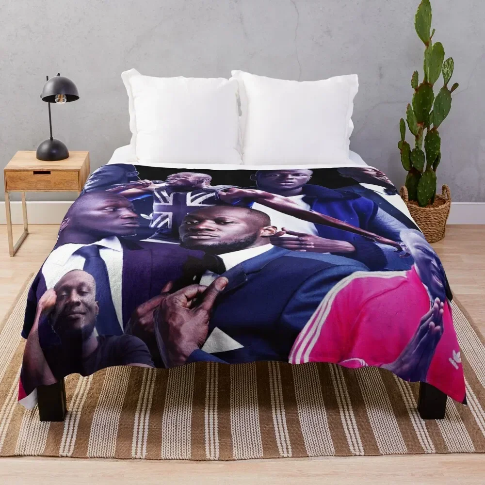 

Stormzy uk rapper collage poster design 2021 Throw Blanket Men's Soft Warm Throw Blanket for Couch