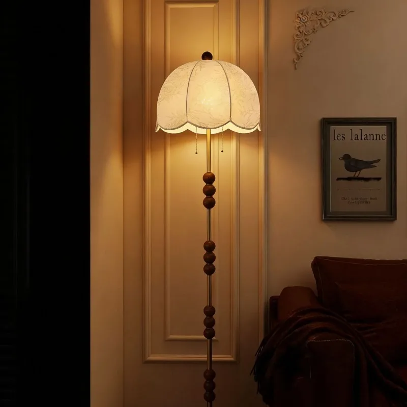 Floor lamp All copper solid wood Antique cream style table lamp Retro new Chinese American lighting Zhongshan lamps