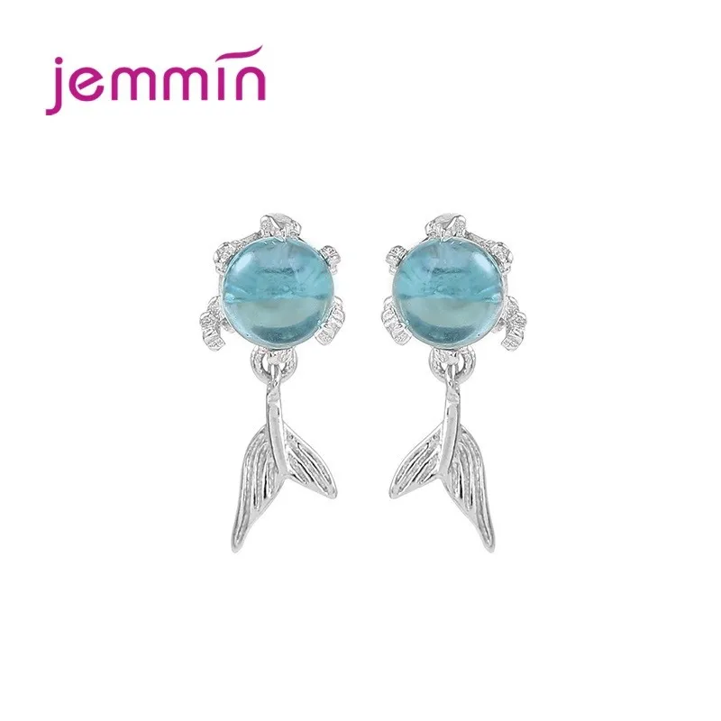 New Arrival 925 Sterling Silver Ocean Fish Tail Drop Dangle Earrinngs for Women Fashion Girls Gift for Girls Daughter's Gift