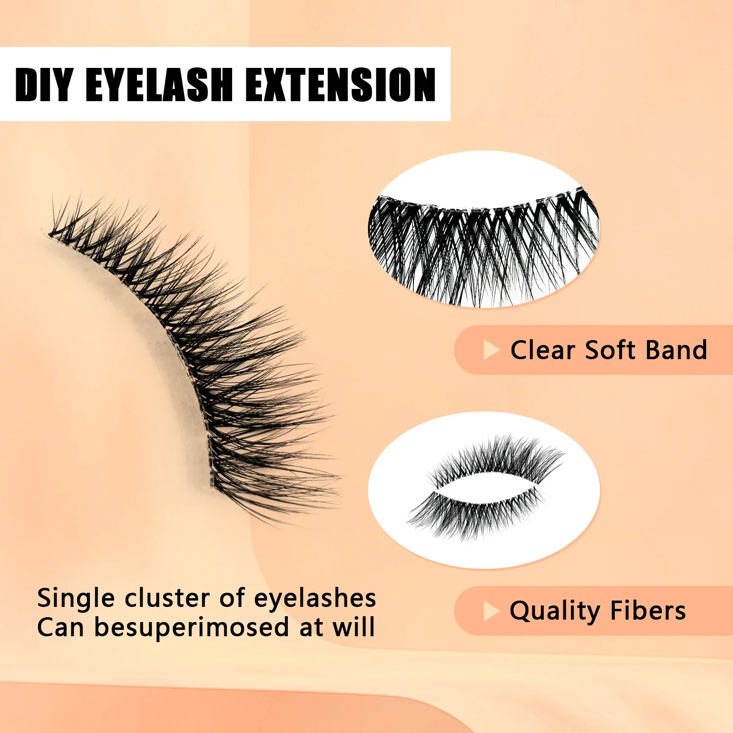 Lashes Large Capacity Natural Lashes Cluster Cat Eye Lash Soft Cross Wispy False Eyelashes Eyelash Extension for Party MakeUp