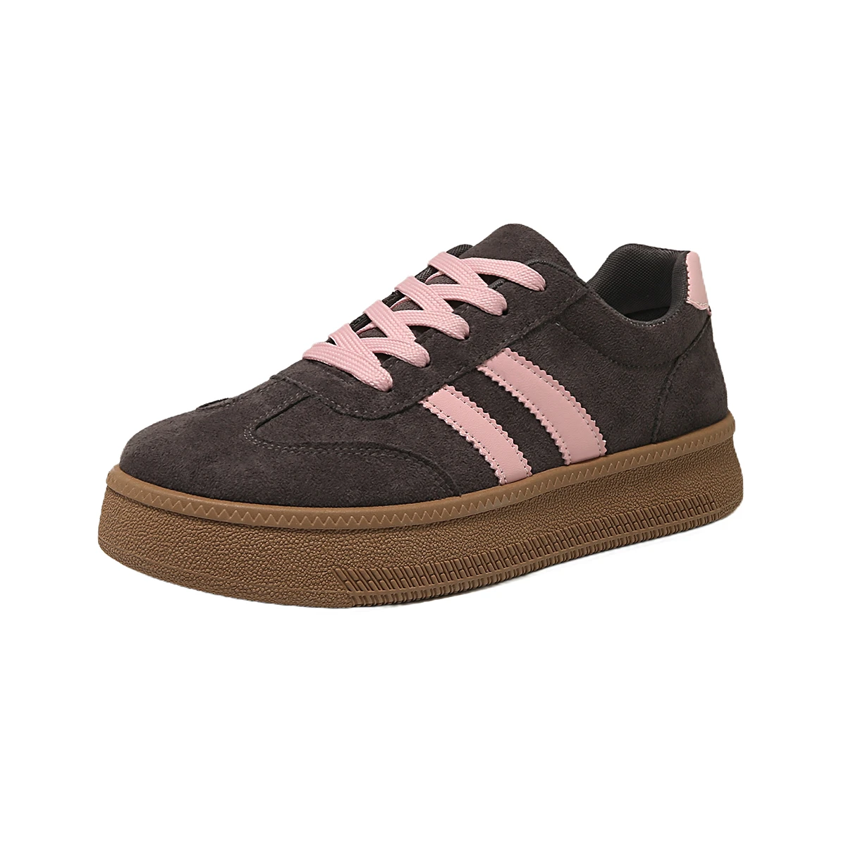 Damen-Sneaker aus Wildleder mit dicker Sohle, rutschfest, atmungsaktiv, zum Schnüren, Low-Top, All-Match, für den täglichen Gebrauch, Outdoor, Freizeit, Wanderschuhe – Detail 8