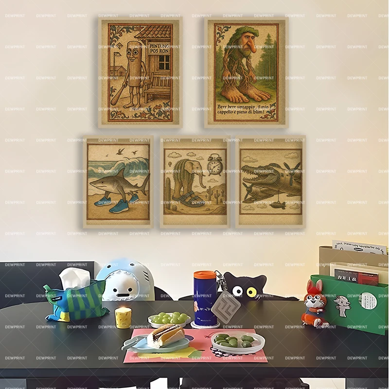 

Italian Brainrot Tralalelo Tralala Tungtungtung Sahur Canvas Poster Wall Art Playroom Game Studio Room Wall Decor Unframed