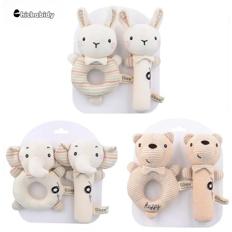 Newborn Baby RattlesRabbit Bear Grab AbilityTraining Toys Infant StrollerBed Hanging Bell PlushDolls Baby Birthday GiftToyS