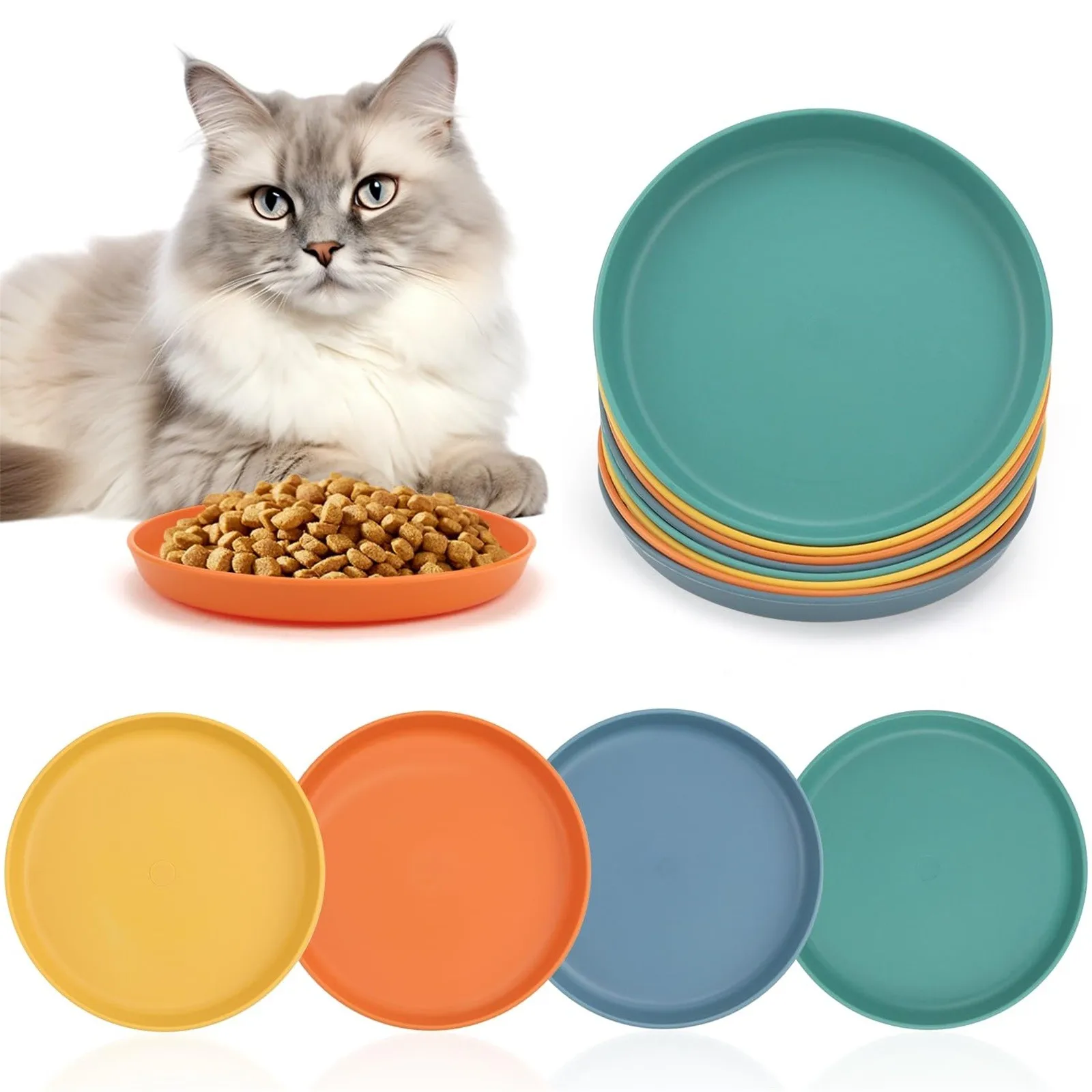 2024 New 4 Round Colors Feeding Bowl Cat Food Bowl Fatigue-Free Bowls For Wet And Dry Food For Kittens And Short-Legged Cats