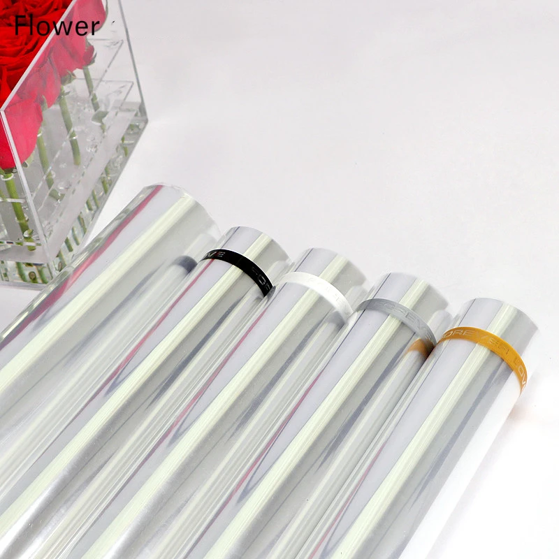 20m Water Proof Transparent OPP Bouquet Wrapping Paper Roll FOREVER LOVE Phnom Penh Flower Shop Rose Packaging Materials