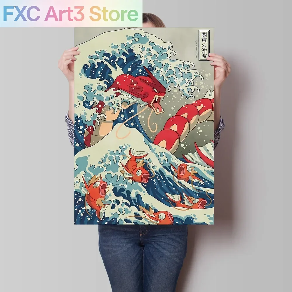 Rahmenlose, heiß begehrte Pokémon-Gyarados-Klassiker-Anime-Poster, Leinwand-Wandkunst, moderne Wohnzimmerdekoration, Gemälde für Freunde