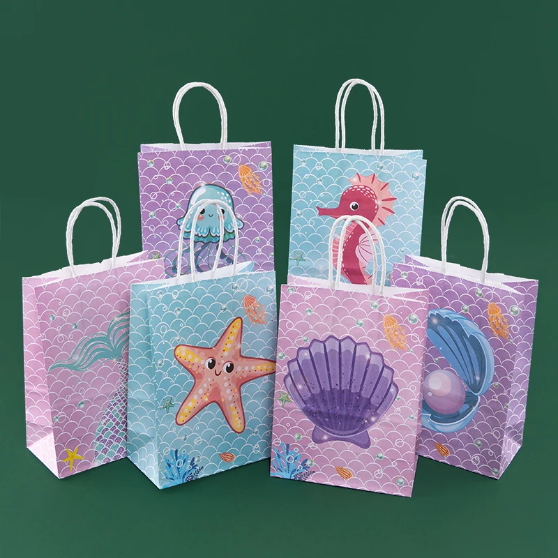 

StoBag, Under the Sea Gift Bags, Ocean themed party, Reusable Paper, baby shower Cake Candy package, for kids birthday, 12/30pcs