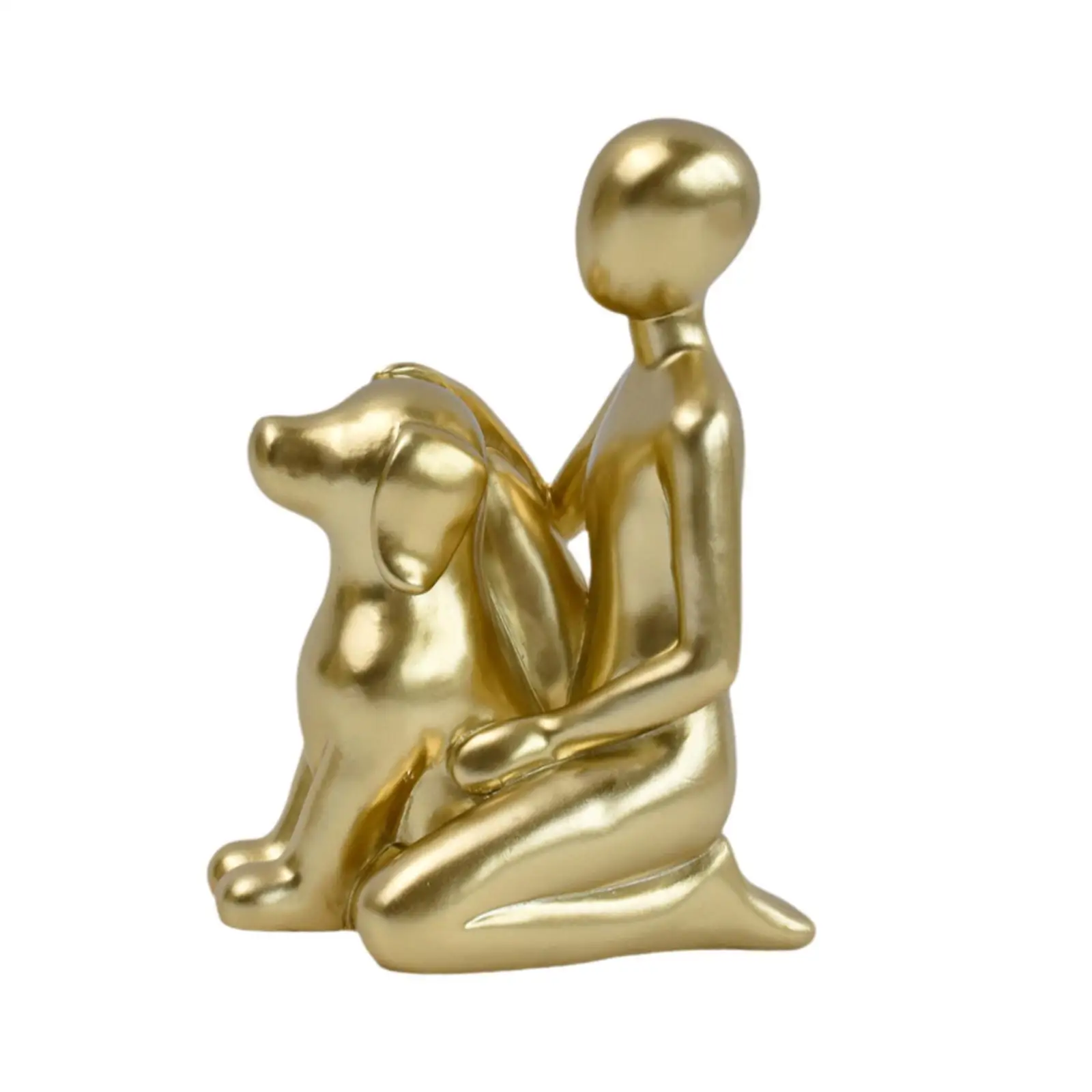 Man with Dog Statue Shelf Ornament 3.9x2.5x5.2inch Accessories Memorial Gift Lightweight Multifunctional Desktop Decoration