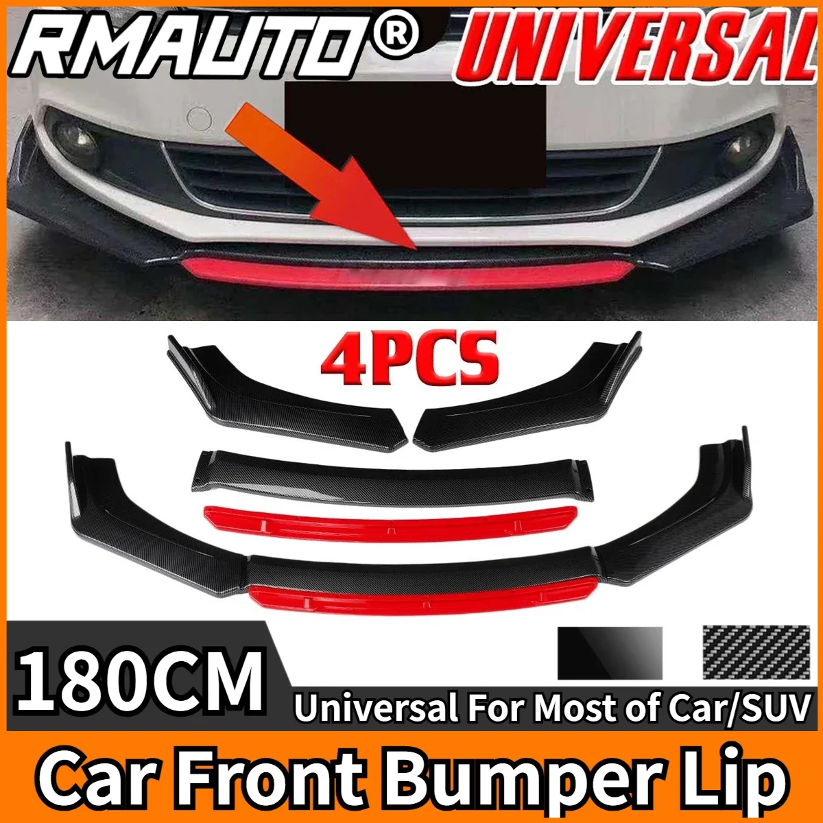 4Pcs Universal Front Bumper Lip Splitter Diffuser Spoiler Chin Bumper Body Kit For Honda For KIA For Mazda For BMW For Toyota