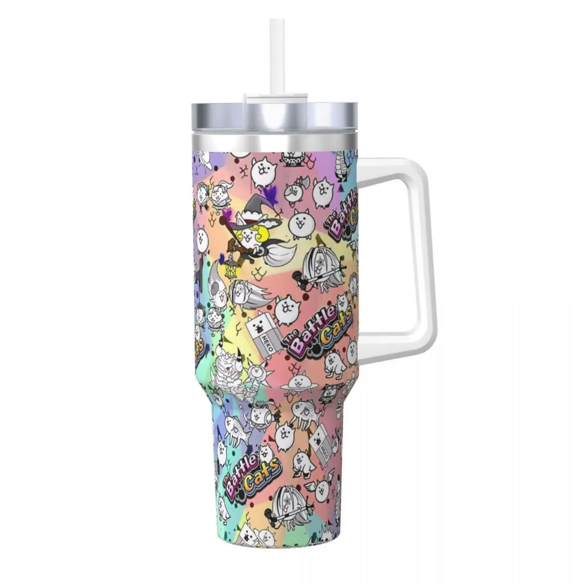 

The Batter Cats 40 oz Tumbler with Handle and Straw Lid Stainless Steel Insulated Tumblers Travel