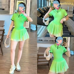 Women Pleated Tennis Skirt with Pockets Green High Quality Athletic Culottes High Waisted Golf Skorts Workout Running Skirts