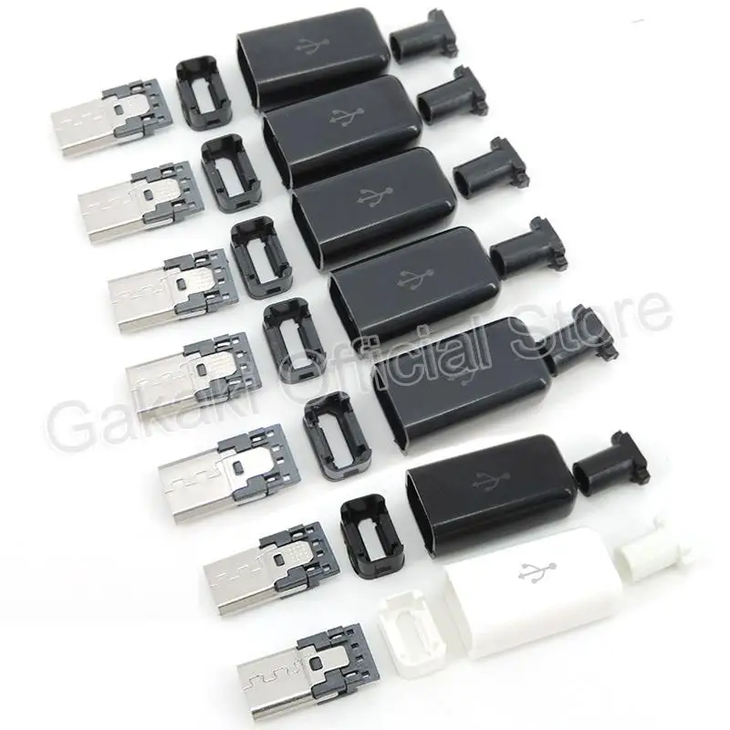 5pcs Micro USB 5PIN Welding Type Male Plug Connectors Charger 5P USB Tail Charging Socket 4 in 1