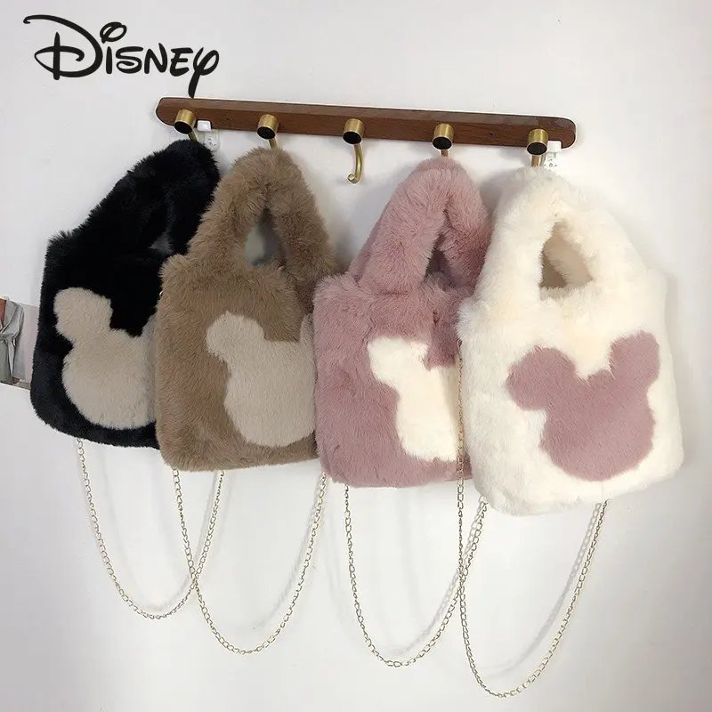 Disney Mickey New Plush Women's Bag Fashion High Quality Girls' Handbag Cartoon Cute Versatile Chain Women's Crossbody Bag