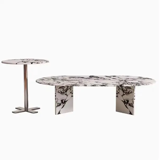 Retro style living room home coffee table Bulgari marble new French cream style tea table simple modern coffee table