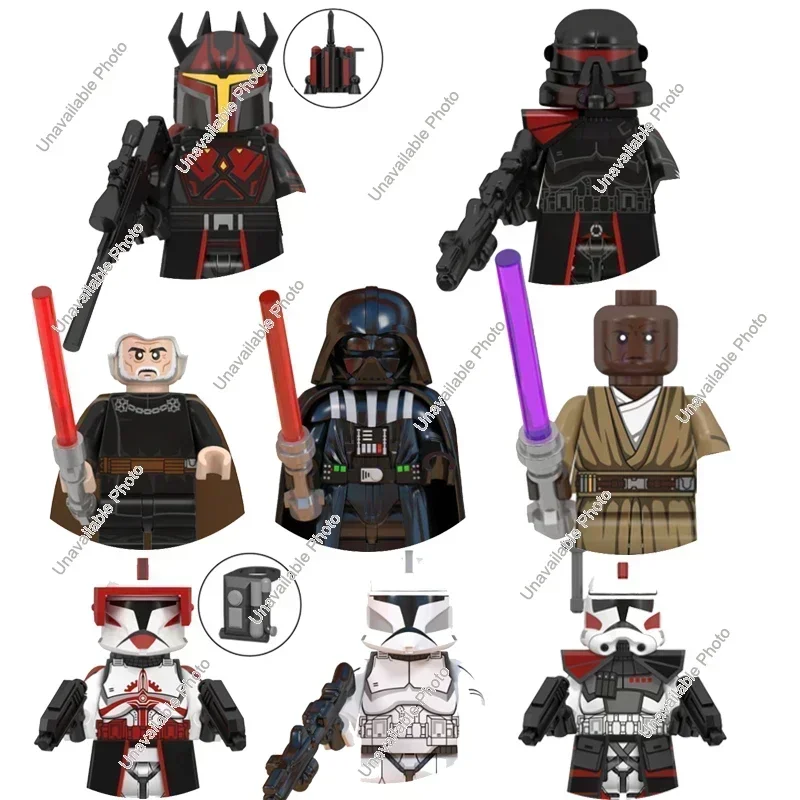 Hot Toys Star Wars Mandalorian Dath Vader Clone soldiers Gar Saxon Mace Windu Purge trooper Building Blocks Bricks Figures Toys