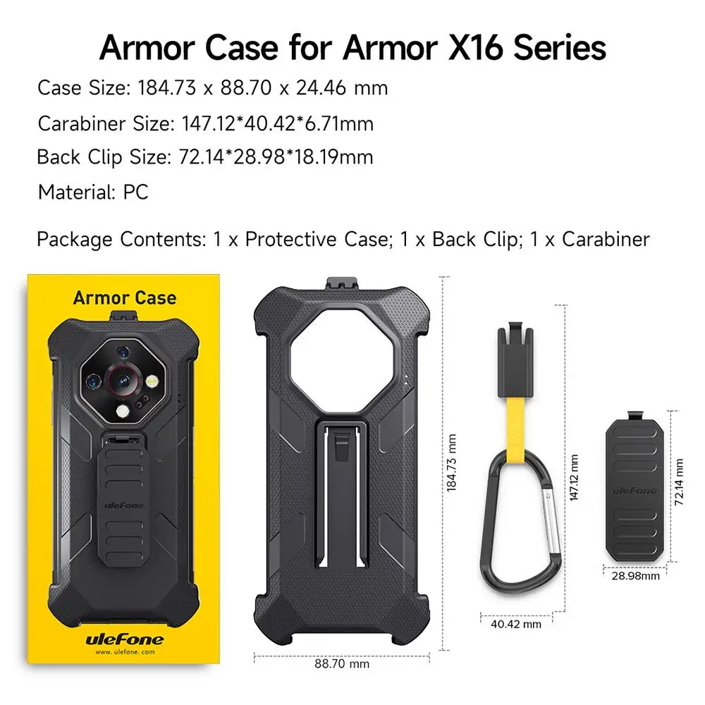 

For Ulefone Armor X16 / X16 Pro Ulefone Back Clip Phone Case with Carabiner