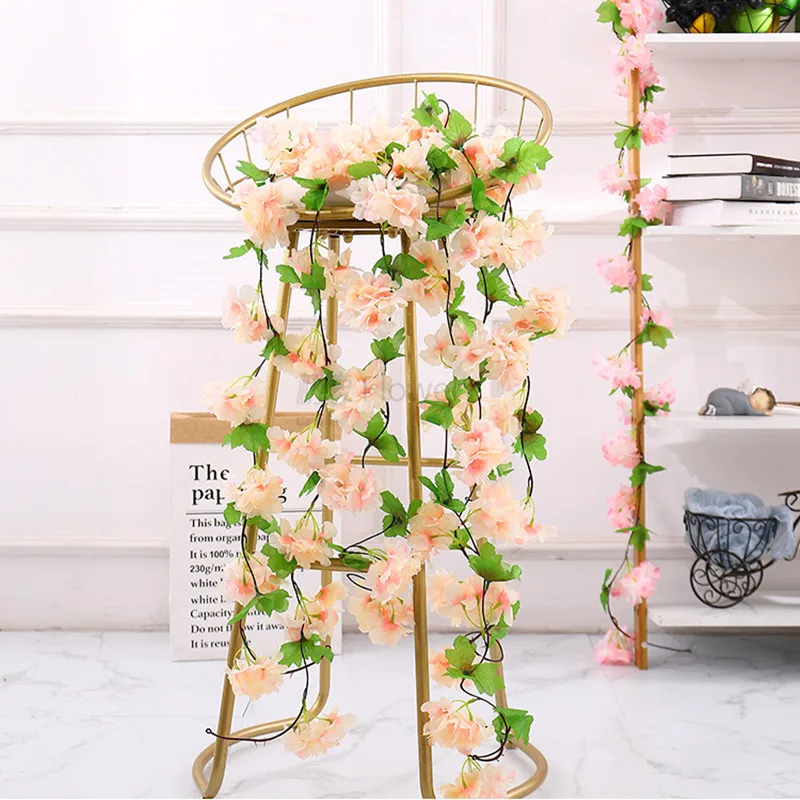 

Beautiful 230cm Simulation Flower Winding Rattan Cherry Blossom Artificial Flowers Fake Vines Room Decor Free Shipping