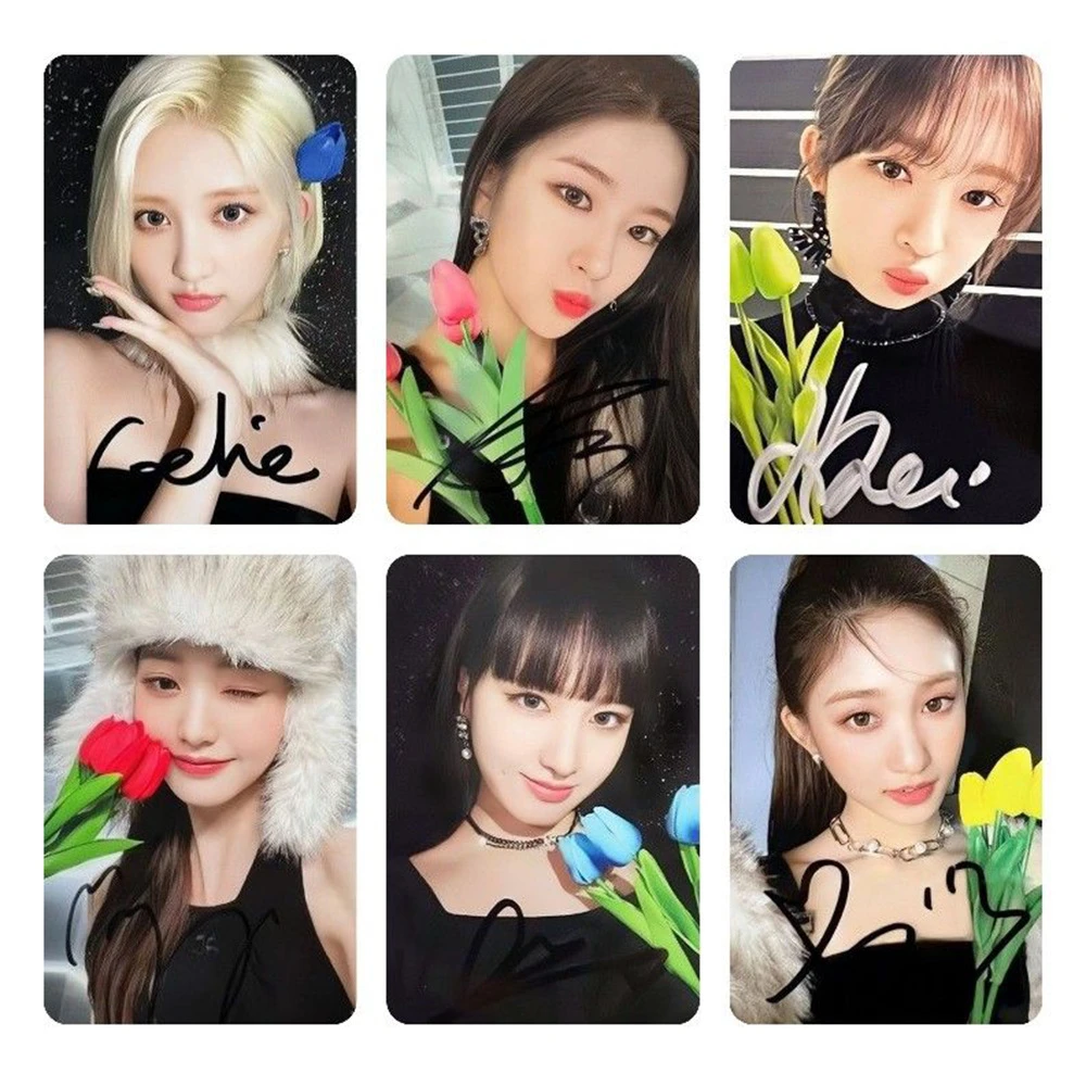 6Pcs/Set KPOP IVE Photocards Signature LOMO Card Yujin Gaeul Wonyoung LIZ Leeseo Rei Double-Sided Postcard Fans Collection Gift