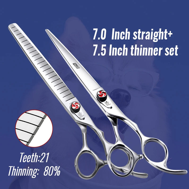 Fenice Professional JP440C 7/7,5 Zoll Haustier Flauschige Effilierschere Gerade Hundeschere Effilierschere Rate 80 % 4
