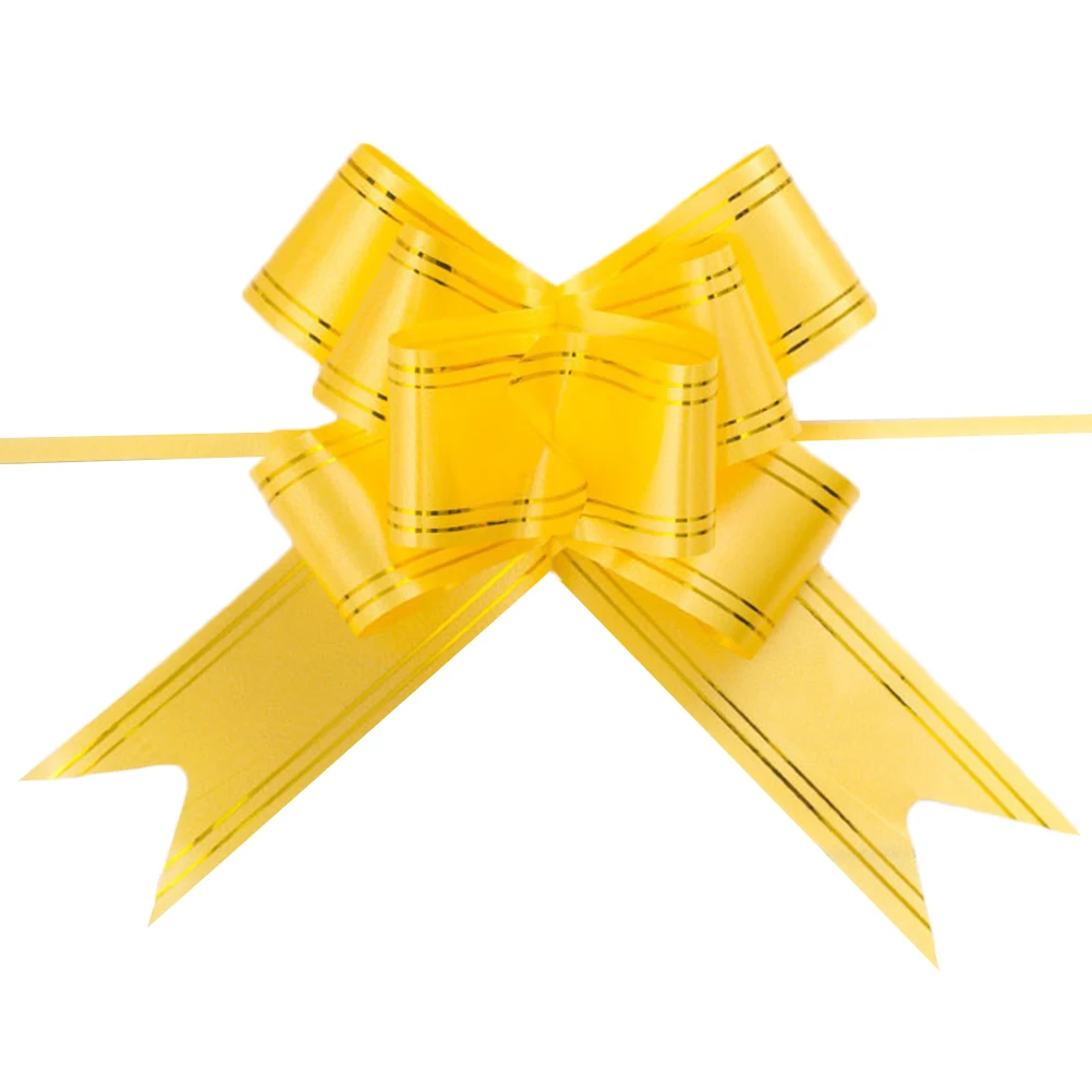 

20 PCS Gold Edge Lace Decoration Gift Knot Ribbon Pull Bows for Flowers Christmas