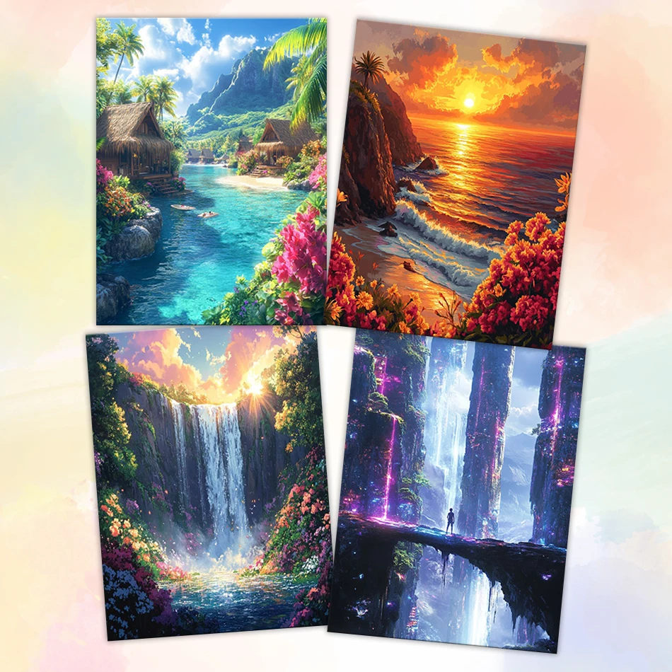 

GATYZTORY Painting By Numbers 40x50cm With Frame Landscape Crafts Supplies Adults Color Markers Paint Kit Diy Decorative Drawing