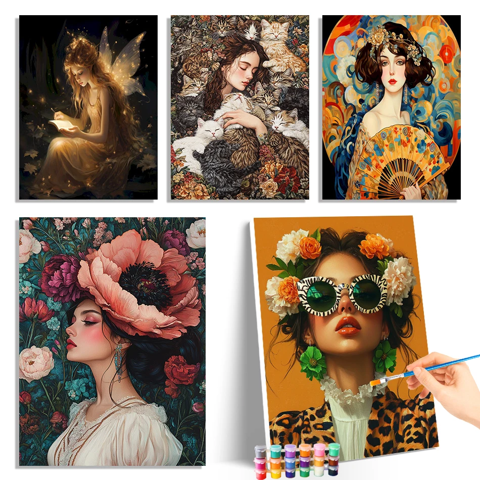 

GATYZTORY Painting By Number Novelties beautiful woman Original Gifts Acrylic Paints Adult Coloring Color Markers Diy Home Decor