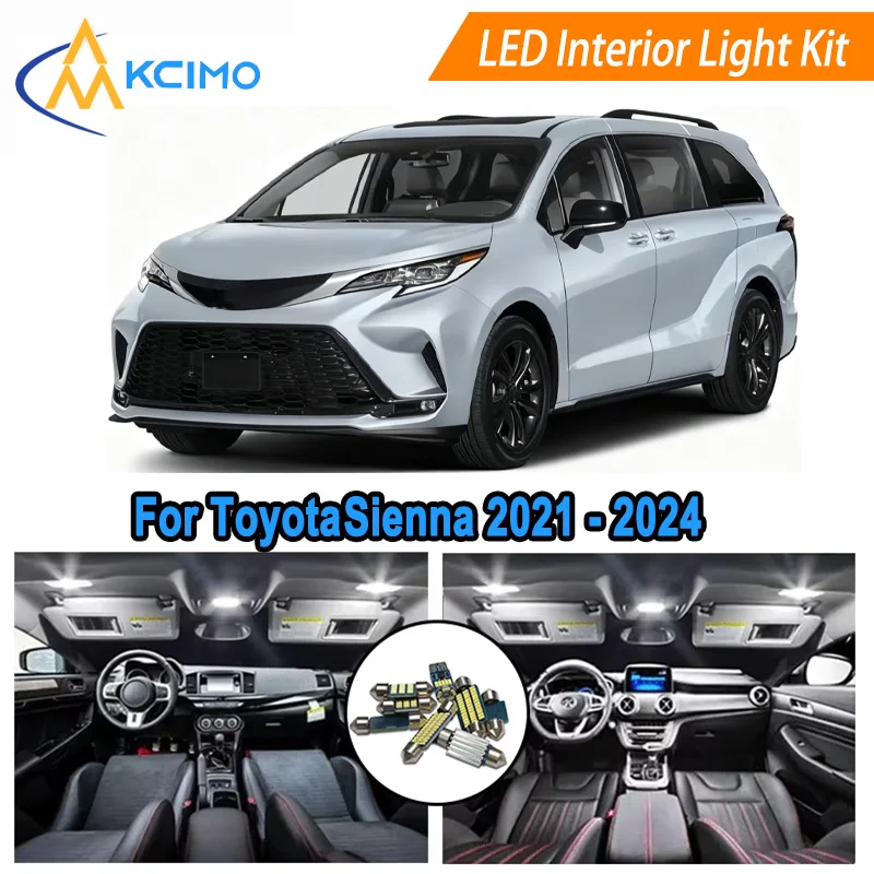 

Canbus LED Kit Interior Light Bulbs For Toyota Sienna 2021 - 2024Dome, Map, Door Lights Super Bright Light Set Easy Install