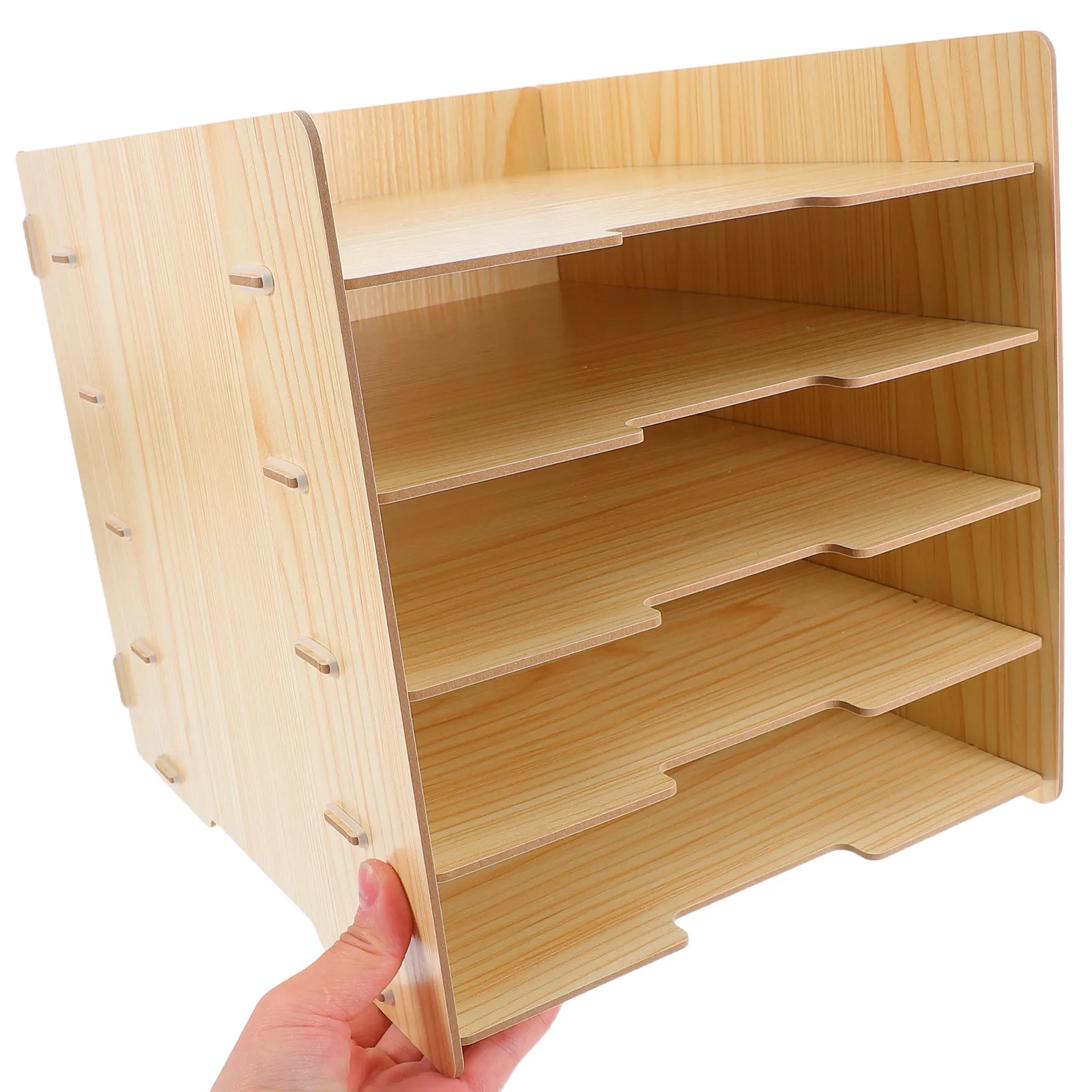 

Premium Wood Multi-Stage File Organizer Desktop Document Sorter for Office Home School Envelope Paper Folder Holder Brochure