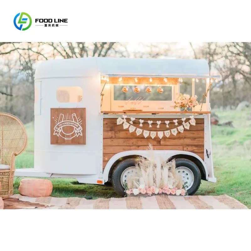 

Converted Horse Box Mobile Food Truck Hot Dog Ice Cream Coffee Vending Cart Full Kitchen Concession Trailer Customized