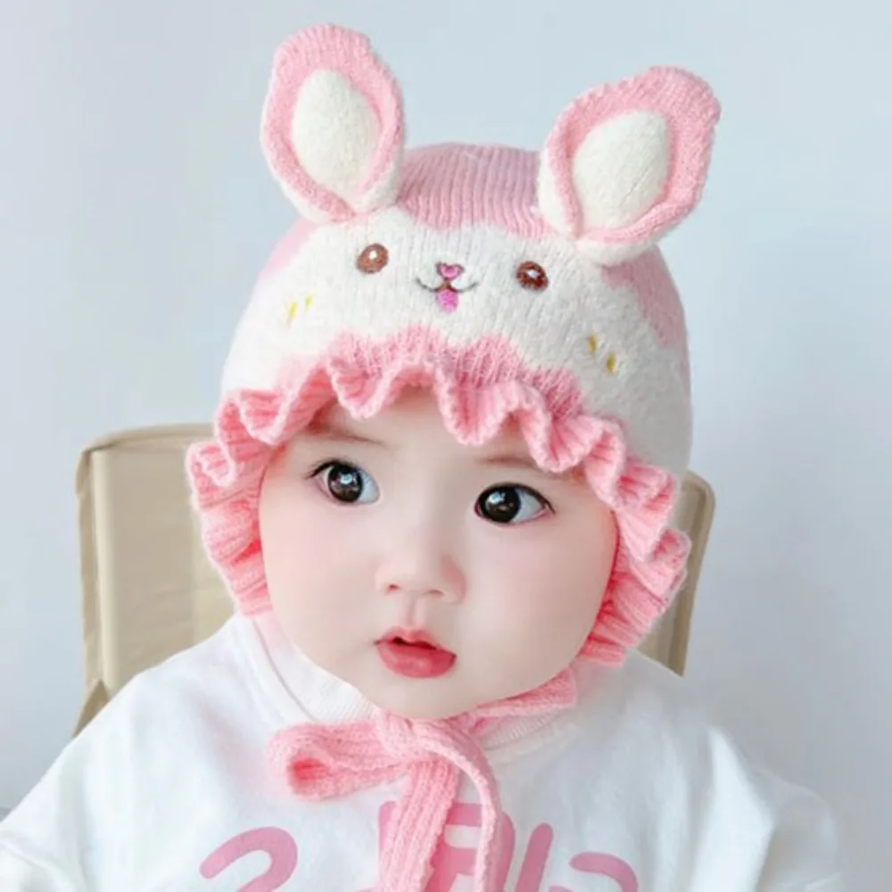 Cartoon Cute Little Rabbit Baby Hat Autumn Winter Warm Hats Knitted Woolen Hat Can be Little Rabbit Baby Girl Ear Protection Hat