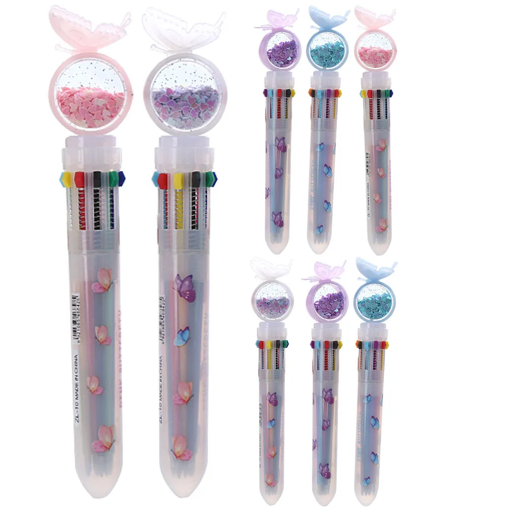 

8Pcs Ballpoint Pens Multicolor Sequins Design Portable Writing Pen Teenager Accessory Students Supplies Ballpoint Pen