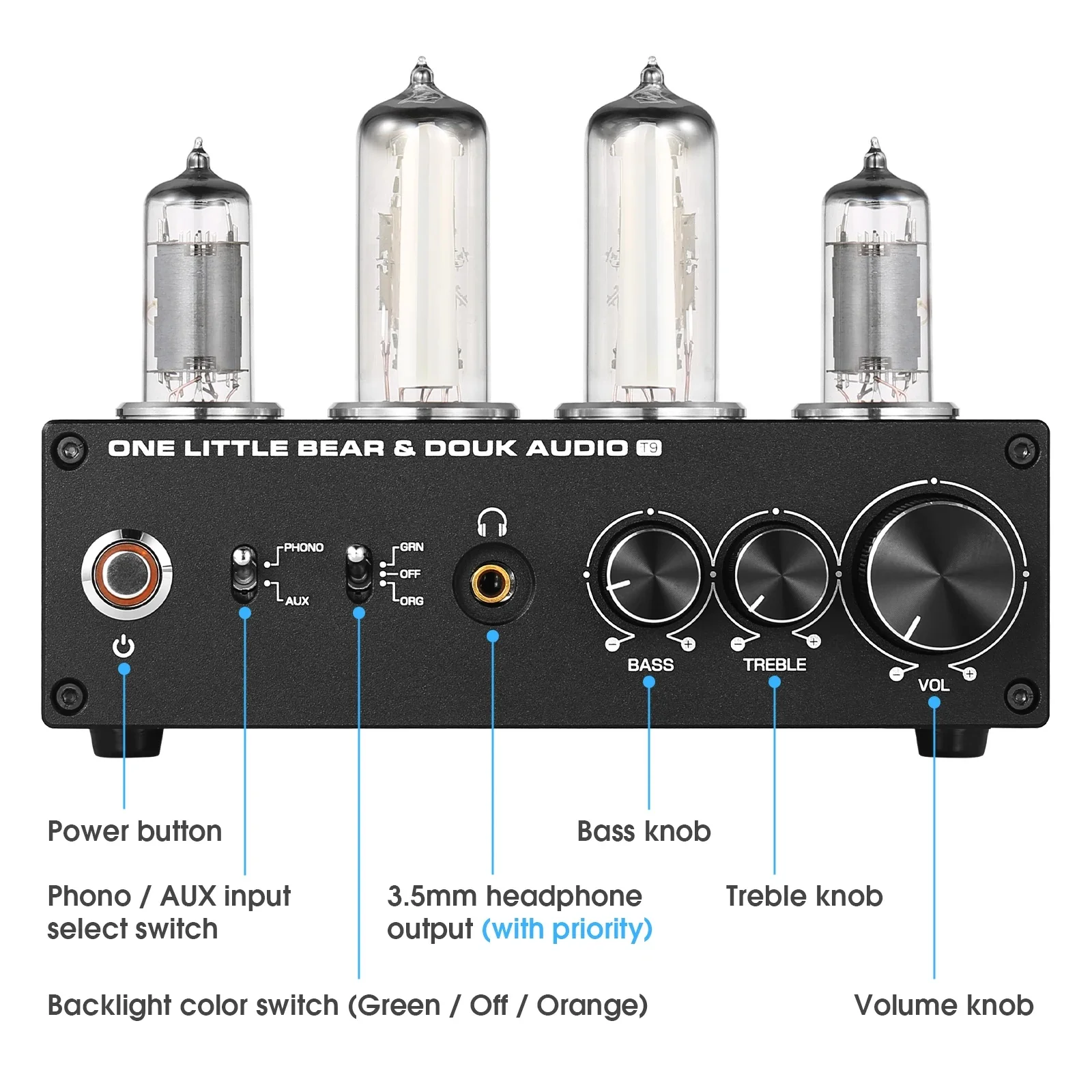 New T9 Mini 6E2 MM/MC Phono Stage Turntable Preamp HiFi Stereo Audio Vacuum Tube Preamplifier Dekstop Headphone Amp