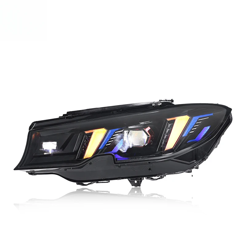 Suitable for 20-22 BMW 3 Series G20 headlight assembly modification with fang-style LED adjustable dual-color daytime running li