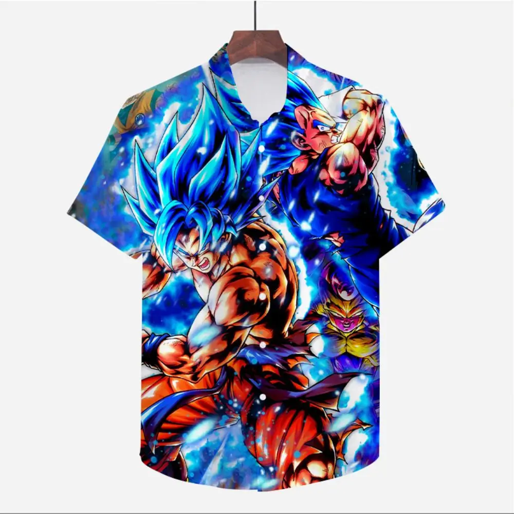 

Dragon Ball Z Men's Clothes Cute Shirt 2023 Y2k Seaside Trip Goku Anime High Quality Harajuku 5XL Super Saiya Beach Style Cool