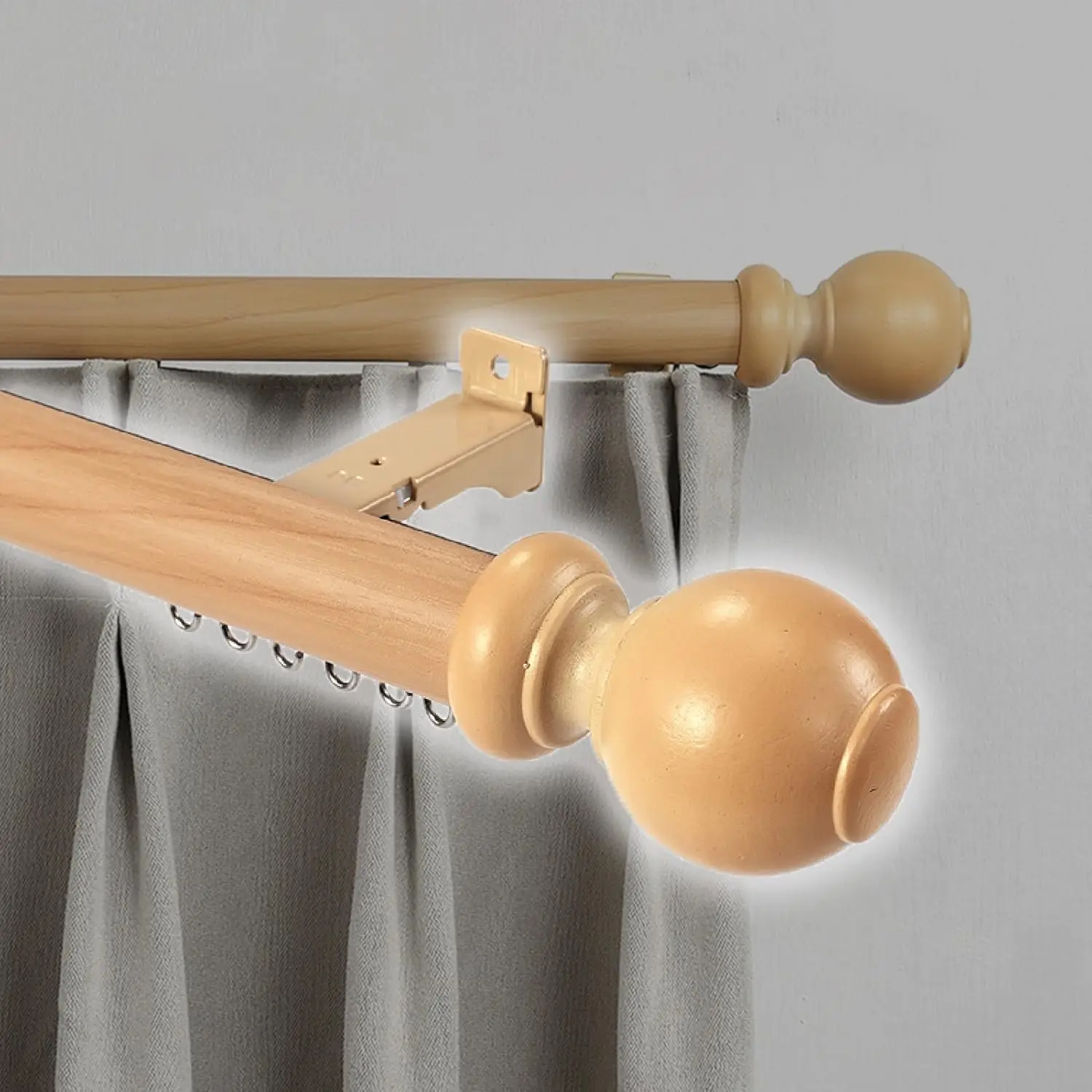 en pared de aleación de aluminio de grano de madera para dormitorio, divisor de habitación, soporte de barra de cortina (beige,