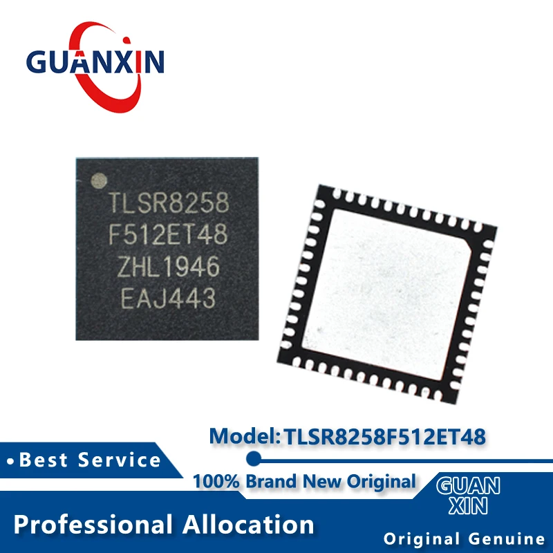 100% Nouveau marquage TLSR8258F512ET48 QFN-48 TLSR8258F