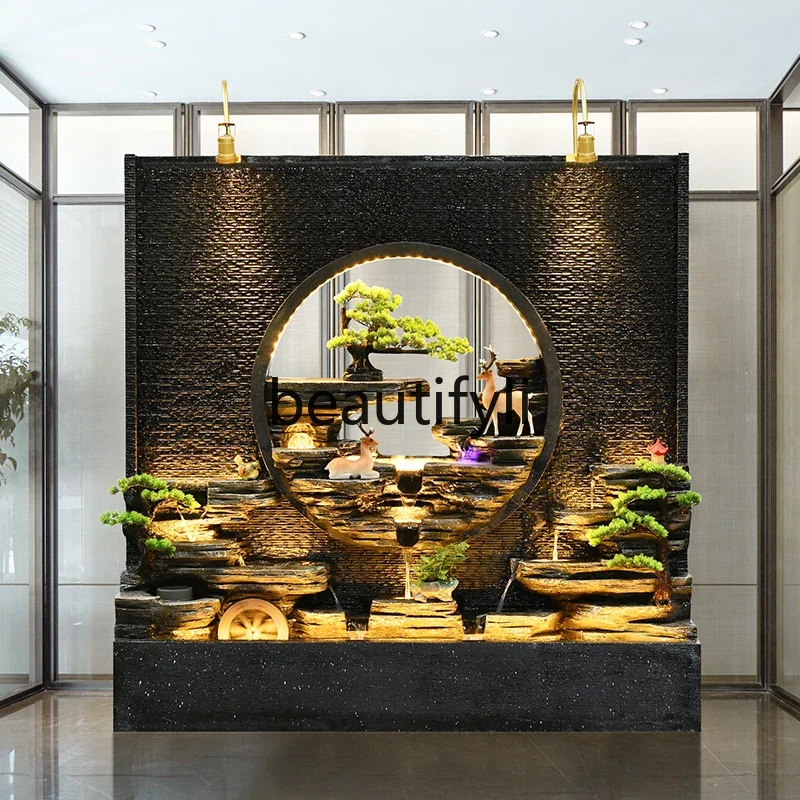

A26 Water curtain wall, running water wall, fountain, indoor living room, entrance, outdoor courtyard landscape, fish pond ornam